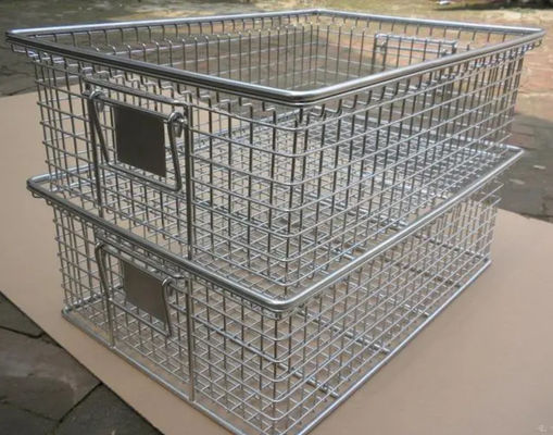 316 Stainless Steel Wire Mesh Basket Rectangle Shape ISO9001 Certificate