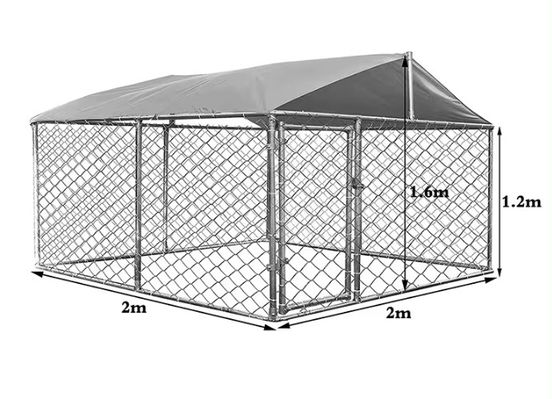 78"L X 78"W X 67"H Galvanized Welded Outdoor Large Dog Kennel With Secure Lock