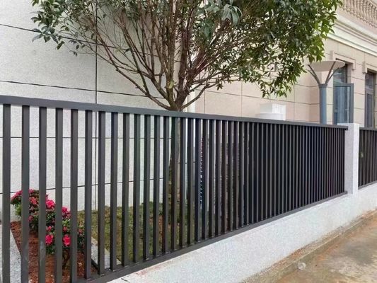 Black Pressed Spear Top Steel Fence , Galvanized Security Picket Fence