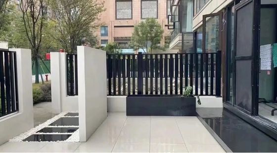 Outdoor Tubular Driveway Gates 12FT Spear Top Black Aluminum Sliding Gate