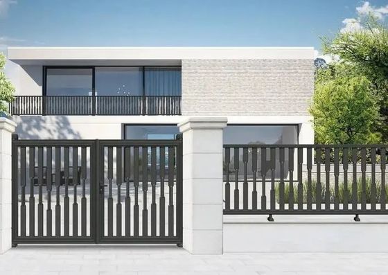 20FT 18FT High Black Steel Tubular Fence Gate Black Wrought Iron Fence Gates