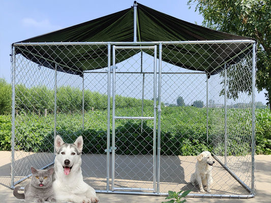 Outdoor Heavy Duty Wire Mesh Large Dog Cage Kennel With Waterproof Top And Sunshade For Farm Garden