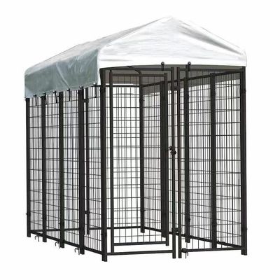 1.5x2M Powder Coated Black Metal Dog Kennel , Welded Wire Fence Dog Kennel