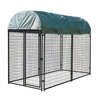 1.5x2M Powder Coated Black Metal Dog Kennel , Welded Wire Fence Dog Kennel