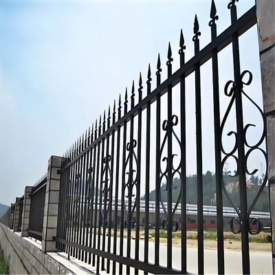 1.8x3M Spearhead Iron Fence Panels Black Tubular Metal Fencing