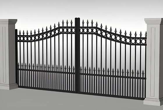 Outdoor Tubular Driveway Gates 12FT Spear Top Black Aluminum Sliding Gate