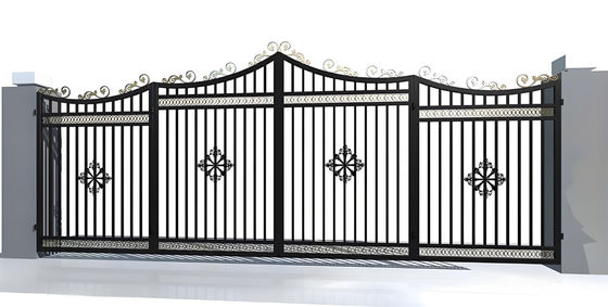 20FT 18FT High Black Steel Tubular Fence Gate Black Wrought Iron Fence Gates