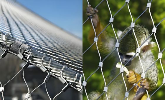 AISI SS316 Ferrule Diamond Stainless Steel Wire Rope Mesh Netting For Balustrade
