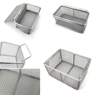 316 Stainless Steel Wire Mesh Basket Rectangle Shape ISO9001 Certificate