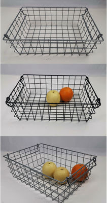 Black Storage Metal Wire Mesh Basket For Fruit Vegetables With Handle