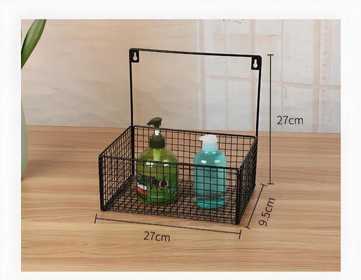 Black Storage Metal Wire Mesh Basket For Fruit Vegetables With Handle