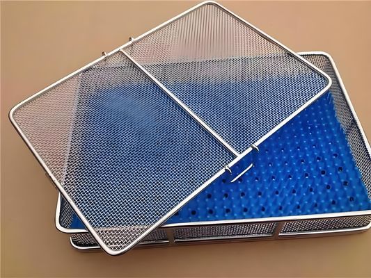 316 Stainless Steel Wire Mesh Basket Rectangle Shape ISO9001 Certificate