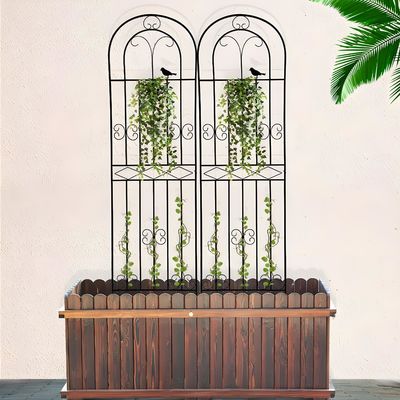 Waterproof Black Decorative Metal Garden Fence Panels Set For Flower Bed 32 Inch