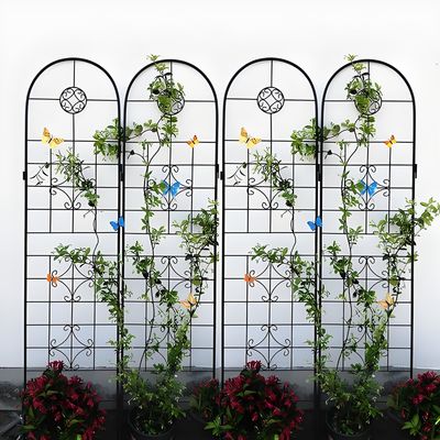 Waterproof Black Decorative Metal Garden Fence Panels Set For Flower Bed 32 Inch