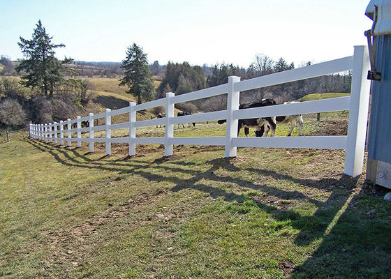 3 Rail Wire Mesh Fencing Eco-Friendly White Vinyl Horse Fence Panel