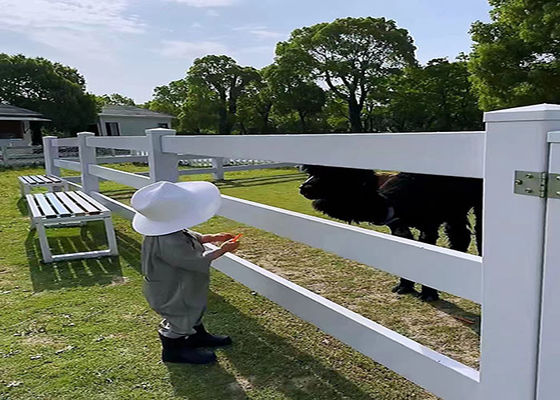 2 Rail Horse Pasture Fence Horticulture Anti Corrosion Vinyl Ranch Rail Fence