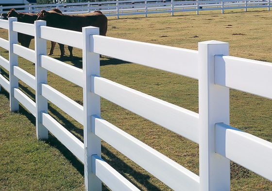 3 Rail Wire Mesh Fencing Eco-Friendly White Vinyl Horse Fence Panel