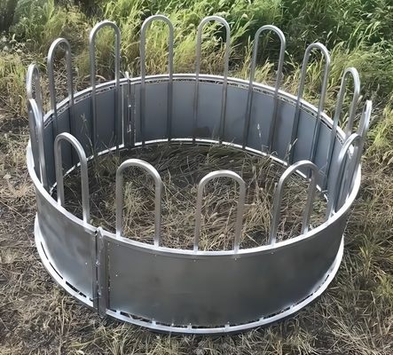 Galvanized Feeder With Tombstone Railings For Cattle 12 Feed Openings