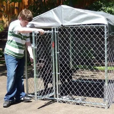 Outdoor Heavy Duty Wire Mesh Large Dog Cage Kennel With Waterproof Top And Sunshade For Farm Garden
