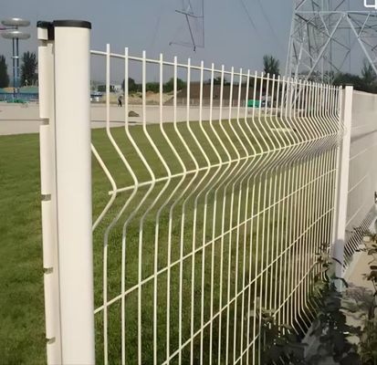 1.8M Pvc Coated V Bending Curved Wire Mesh Fence Garden Outdoor 3D Fence With Peach Shape Post