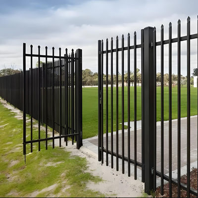 8ft Modern Metal Steel Picket Fence Black Square Tube For Residential Garden