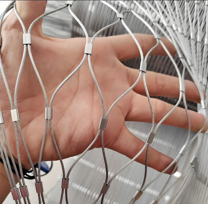 316L Plain Weave Knotless Stainless Steel Cable Rope Mesh With Ferrule Connection