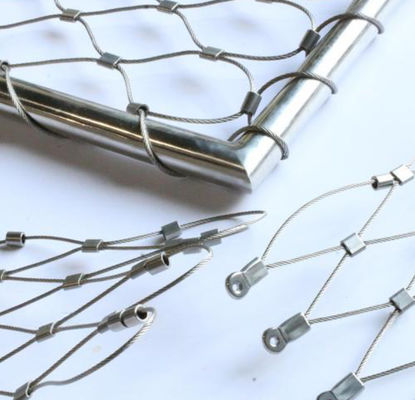 SS316 Inox Wire Net Ferrule Flexible Stainless Steel Cable Mesh For Railings