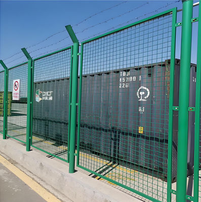 High Security Welded Y Post Metal Fence With Razor Wires For Airport And Prison Perimeter Protection