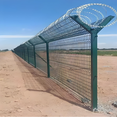 2.0m High PVC Coated Galvanized Anti Climb Welded Wire Mesh Fence Panel for High Security Perimeter