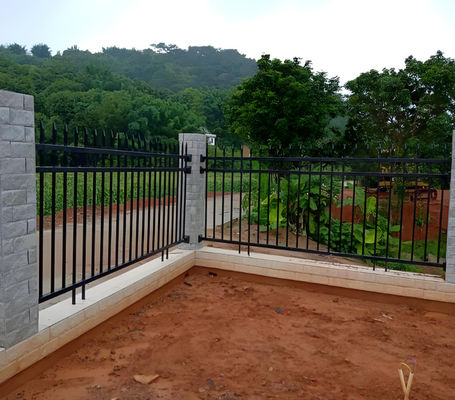 Outdoor Square Tube Tubular Metal Fence Flat 5 Feet High Galvanized With Post