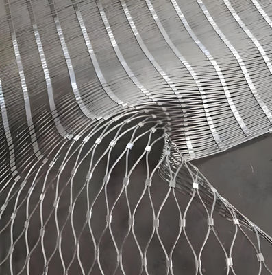 SS316 Woven Flexible Stainless Cable Mesh For Bird Aviary Zoo Enclosure Slope Protection
