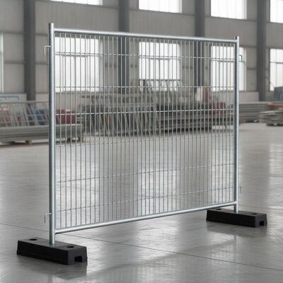 Panel de cerca temporal de metal galvanizado estilo Heras 2x3.5M con placa de base de caucho tubo de marco de 32 mm